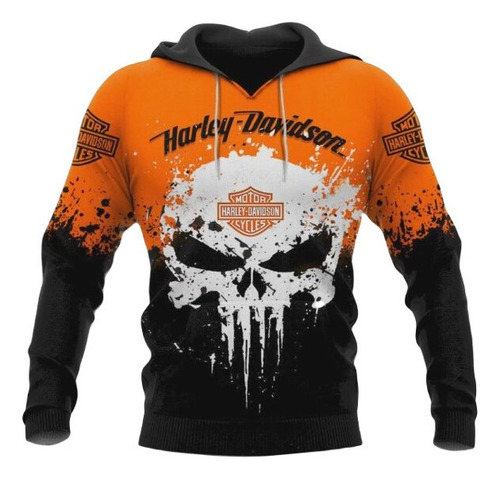 Sudadera Con Capucha Unisex Harley Davidson White Big Skull