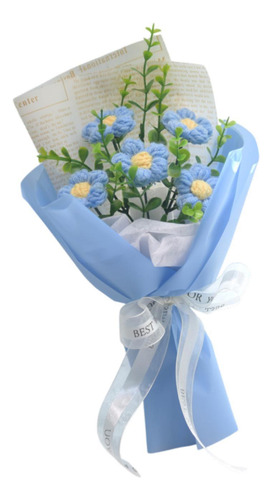 Ramo De Flores De Crochet Flowet Bouquet De Punto De Azul
