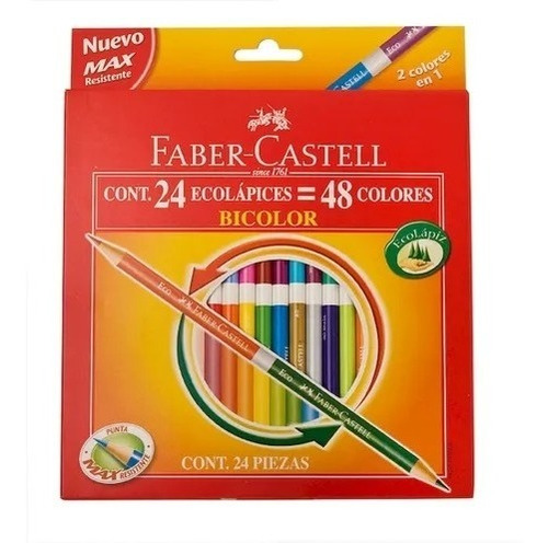 Lapices Faber Castell Bicolor X 24 Largos Caja Dañada