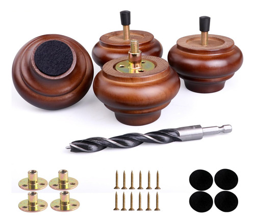 Juego De 4 Patas De Madera De 5 Cm Para Muebles Color Nogal