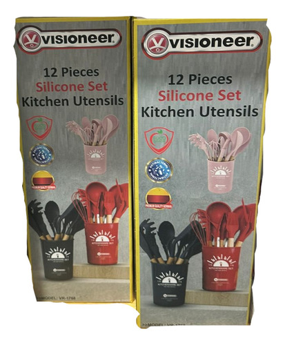 Set 12 Utensilios De Cocina Antiadherentes De Silicona Rojo
