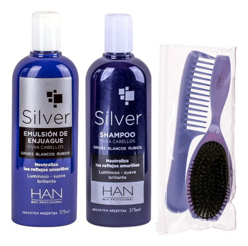 Han Shampoo Y Emulsion Neutraliza Amarillo Silver +kit Peine