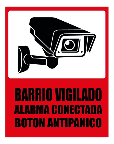 8 Carteles Plásticos Barrio Vigilado Alarma 23 X 32 Cm