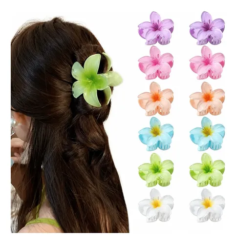 Kit 12 Presilhas Prendedor De Cabelo Piranha Flor Moda Verão