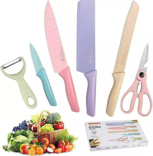 Set 6 Cuchillos Juego Cuchillos Cocina Machete Carnicero Pan