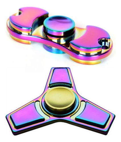 2 Pack Tri Fidget Mano Spinner Rainbow Dedo Girocompás Jugue