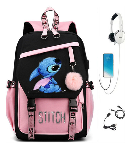 Mochila Casual De Tela Oxford Lilo And Stitch Del Mismo Esti Color Five