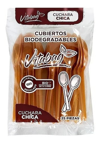 100 Cucharas Biodegradable Chica Paquete Con 25 Pzas