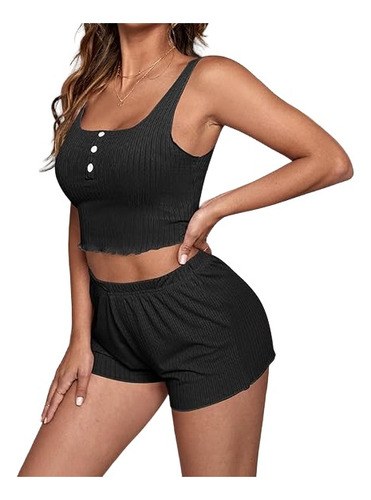 Conjunto Casual - Pijama Corto 2 Piezas - Peto + Short Mujer