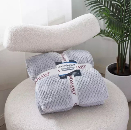 Frazada 1 1/2 Plazas Flannel Jackard Popcorn Gris Popcorn
