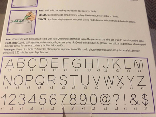 Juego De Planchas 88 Con Letras, Y Números Marca Wilton