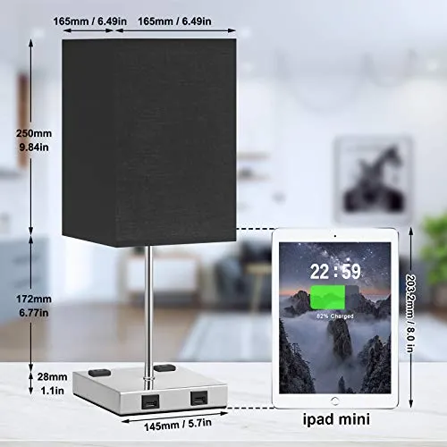 Lámpara De Mesa Táctil 2 Puertos Usb Y Enchufes Lám...