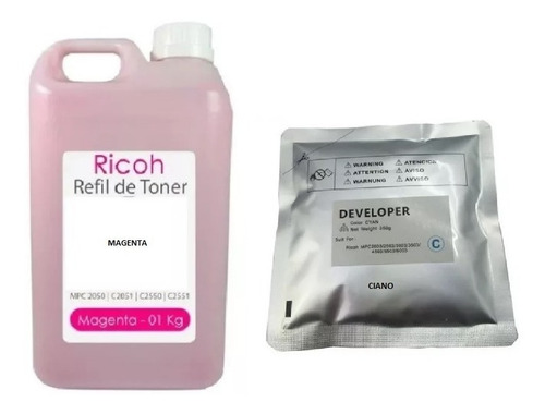 1 Revelador Cyan + 1 Kilo Toner Magenta Mpc 2030 2503 2551 