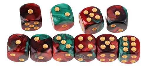 10 Dados Rojo+verde 16 Mm Rojo+verde 10 Piezas 16 Mm Rojo+ve