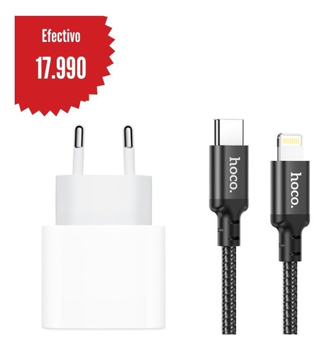 Cargador Apple 20w + Cable Hoco X14 2m Pd 20w - Phone Store
