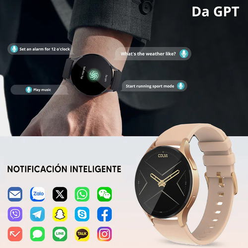 Reloj Inteligente Colmi I28 Ultra Da Gpt Con Ai Pantalla Amoled De 1,43 Ip68 Impermeable Llamadas De Voz Monitorización De Salud Always On Display Smartwatch Hombre Y Mujer Dorada Para Android Ios