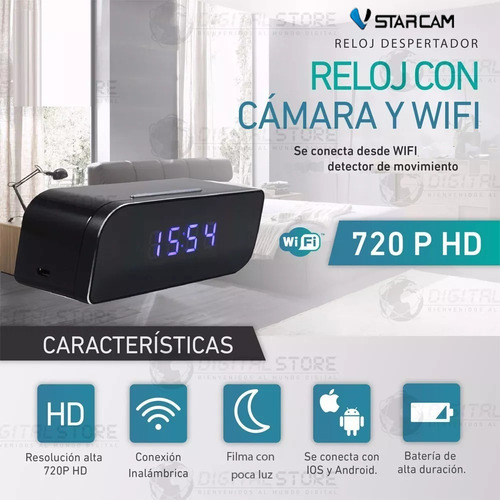Camara Espia Ip Wifi Celular Inalambrica Mini En Reloj Seguridad P2p Dvr Vstarcam