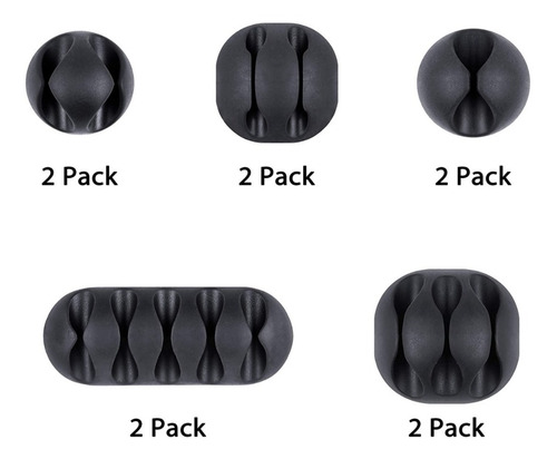 Imagen 4 de 9 de Organizador De Cables Soporte Clip Adhesivo Negro Set X 10u