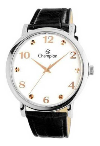 Relógio Champion Feminino Ref: Cn20659q Preto Cor do bisel Prateado/Preto Cor do fundo Branco