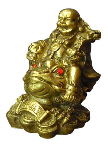 Buda Sobre Rana Dorado Feng Shui (abundancia)