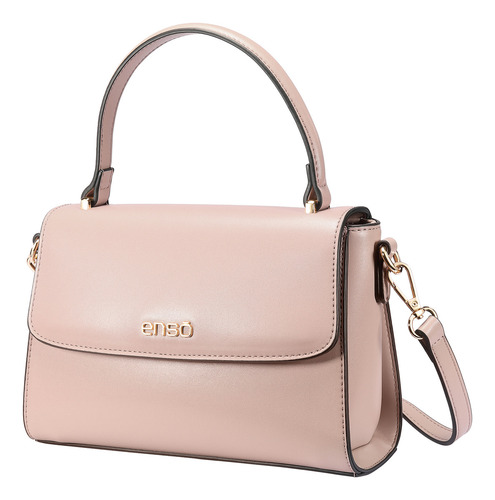 Bolsa Satchel Para Mujer Enso Moda Original Color Rosa pálido Diseño de la tela Liso