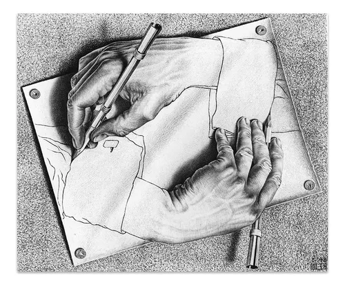 Cuadro Canvas Fine Art Manos Dibujando Escher 50x60 M Y C