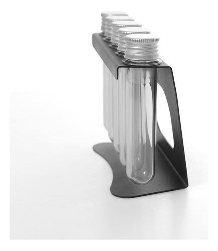 Suporte Porta Temperos Ervas De Balcão 5 Tubetes Aço Preto