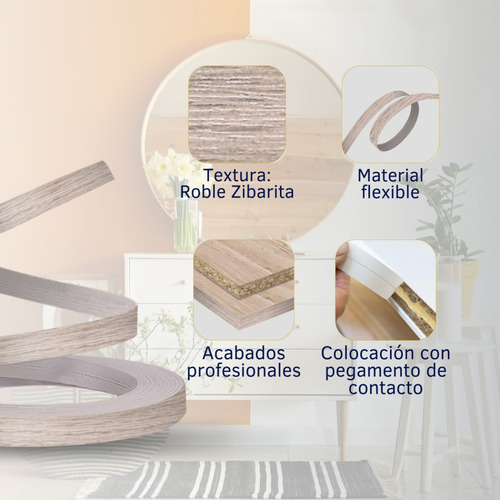 Cubrecanto Pvc .45 Roble Sibarita 19mm X 50mts***