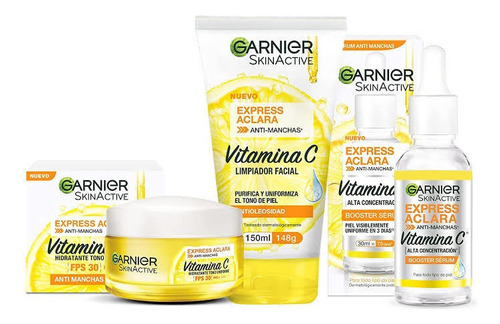 Kit Aclara Express Garnier 3 Pzas: Gel, Crema, Serum.