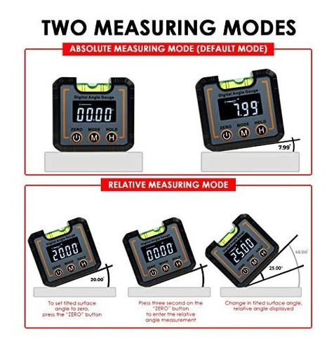 Medidor Angulo Digital Nivel Burbuja Integrado Base 5