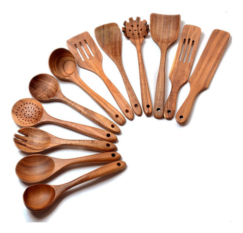 Cucharas De Madera Para Cocinar, Paquete De 12 Utensilios De