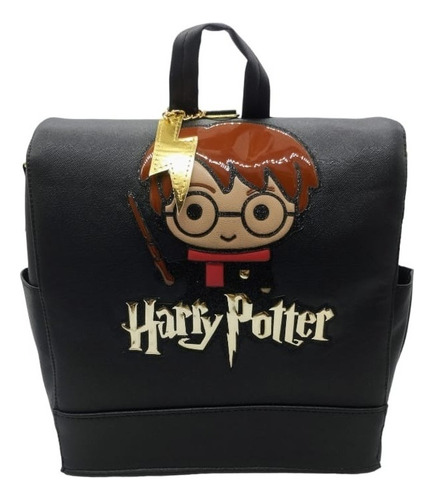 Bolsa Mochila Harry Potter Convertible 2 En 1 Color Negro Diseño De La Tela Liso