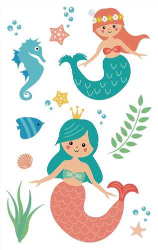 Imagen 7 de 10 de Tatuajes Temporales Tattoo Sirena X10 Planchas Souvenir