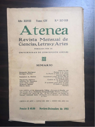 Revista Atenea 317 318 Nov Dic 1951