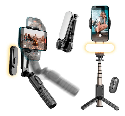 Estabilizador Gimbal Para Celular 1 Eje Tripode Luz Led Q09