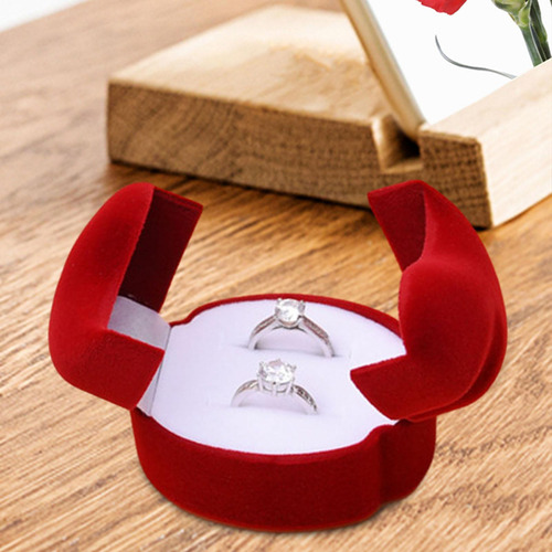 Caja De Anillos De Boda Con Corazón, Estuche De Joyería