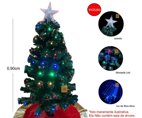 Árvore De Natal Led Fibra Ótica Colorida 90cm Luzes Multifun | Parcelamento  sem juros