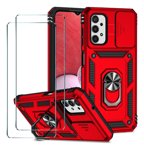 Funda Para Galaxy A13/m13 5g Uso Rudo Cámara Carcasa+mica Rojo Samsung Galaxy A04s/a13 5g/m13 5g/a04 4g