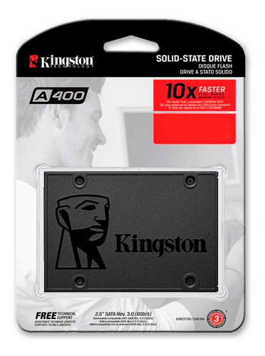 Imagen 3 de 4 de Disco Solido Kingston 240gb Ssd A400 Sata3 6 Gb/s