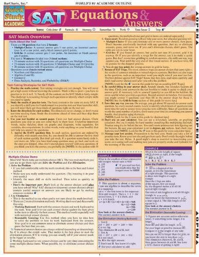 Sat Equations  Y  Answers (quick Study Academic)