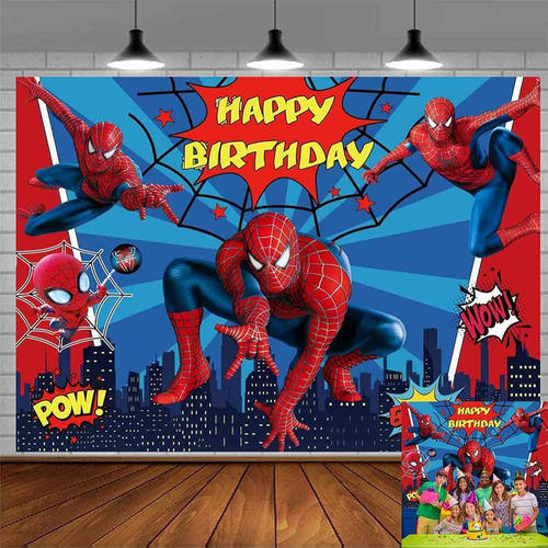 Spiderman Backdrop Banner De Cumpleaños Superhéroe Backgroun