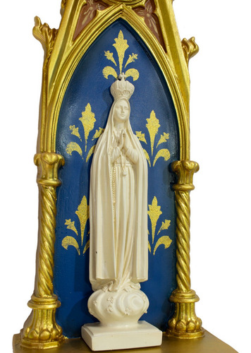 Imagem 2 de 5 de Oratório Nossa Senhora De Fátima Em Resina - 46cm
