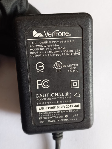 Cargador Verifone 8v 2.25a Model:au-79dmu