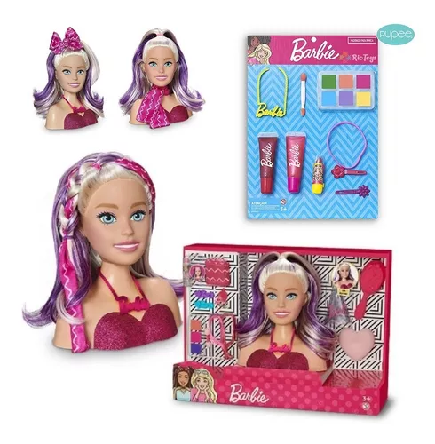 Busto Da Barbie Styling Head Faces Com Cartela De Maquiagem