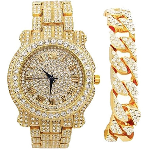 Bling-ed Out L0504b - Reloj Redondo De Lujo Para Hombre