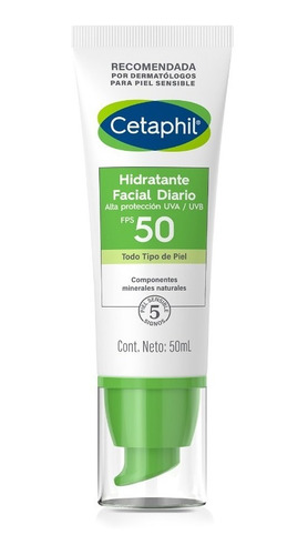 Crema Hidratante Facial Cetaphil De Dia Fps 50+ X 50 Ml