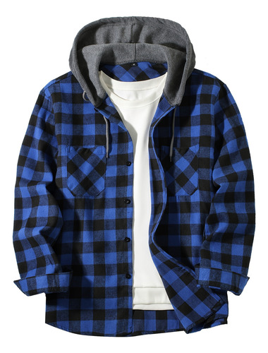 Camisa De Abrigo Y Camisa A Cuadros Con Capucha Para Hombre
