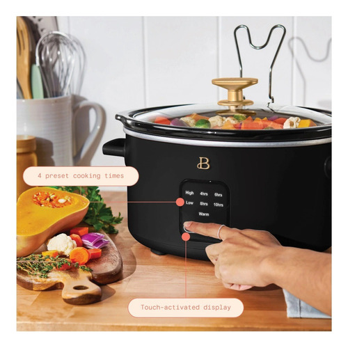 Olla Lenta Cocion Beautiful,programable,tactil,3.78lts Negro 100 Watts