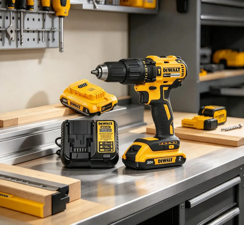 Parafusadeira Furadeira de Impacto Dewalt DCD7781D2 20V Brushless Mandril 13mm Torque 65Nm Com 2 Baterias Carregador Bivolt e Maleta