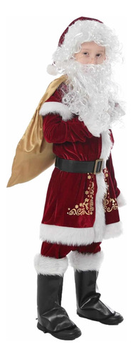 Disfraz Traje Santa Claus Papá Noel Niños De Lujo Terciopelo